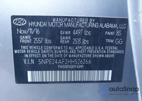 2017 Hyundai Sonata from USA, damaged, VIN 5NPE24AF2HH526266